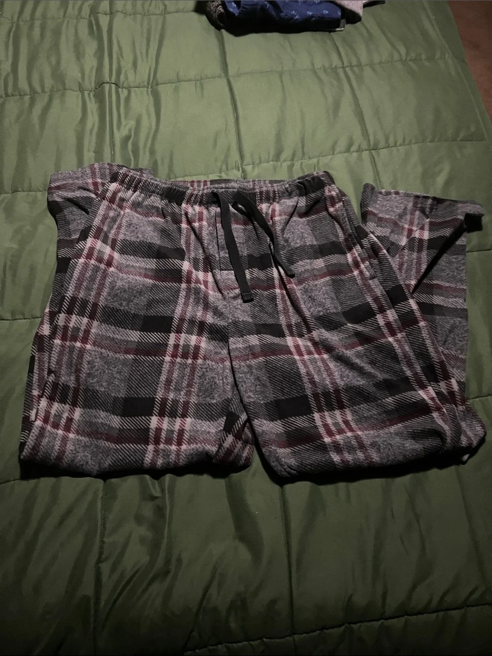 Men's Perry Ellis Portfolio Gray and Maroon Plaid Lounge Pants
